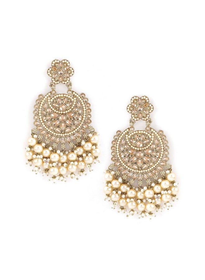 Rubans Gold-Plated Long AD Classic Chandbalis Earrings For Women - Image 1