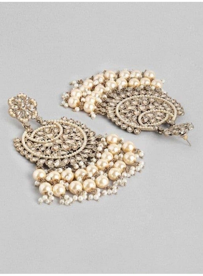 Rubans Gold-Plated Long AD Classic Chandbalis Earrings For Women - Image 2