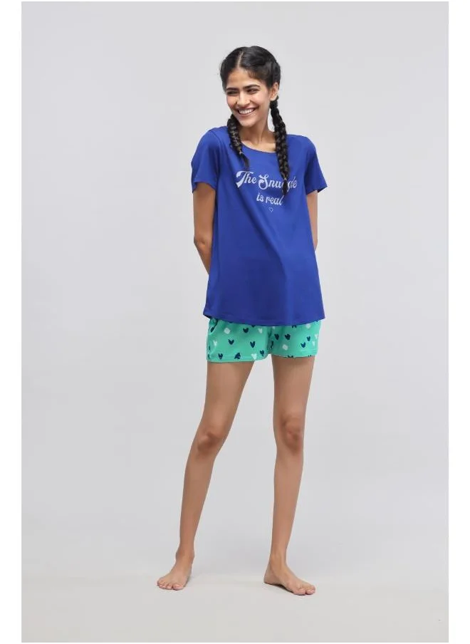 نسيسيرا Snuggle is real Blue Shorts Set