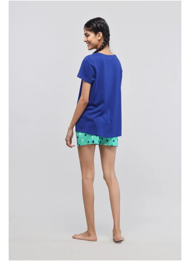 نسيسيرا Snuggle is real Blue Shorts Set