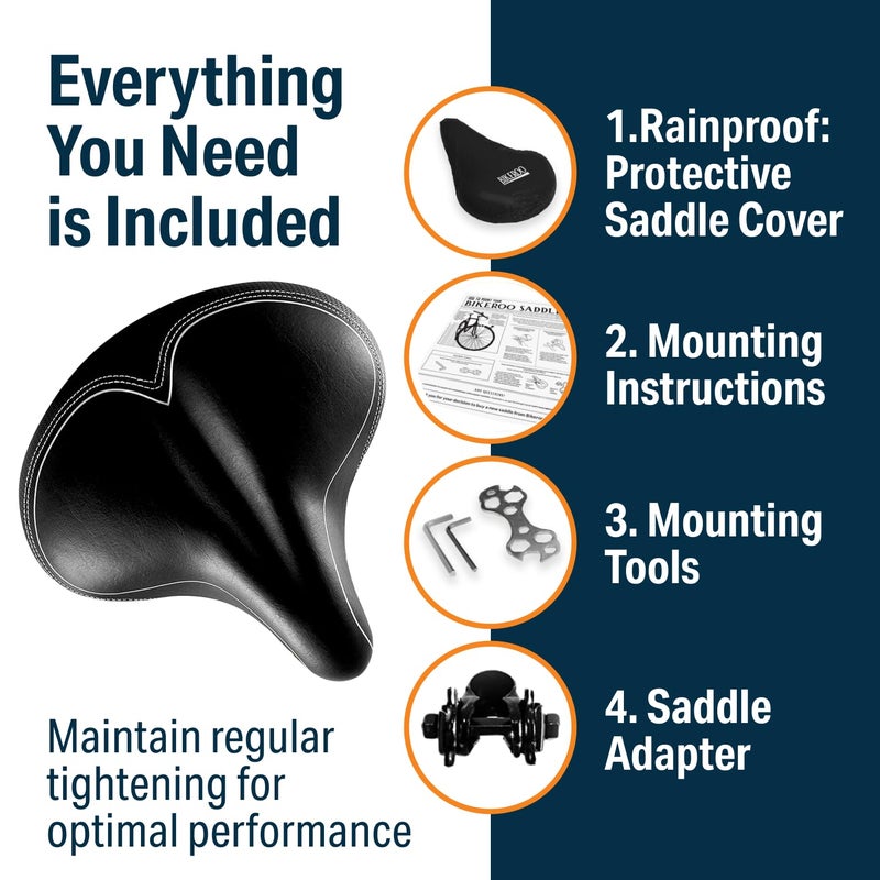Bikeroo Oversized Bike Seat - Compatible with Peloton, Exercise or Road Bikes - Bicycle Saddle Replacement with Wide Cushion for Men & Womens Comfort - Image 4