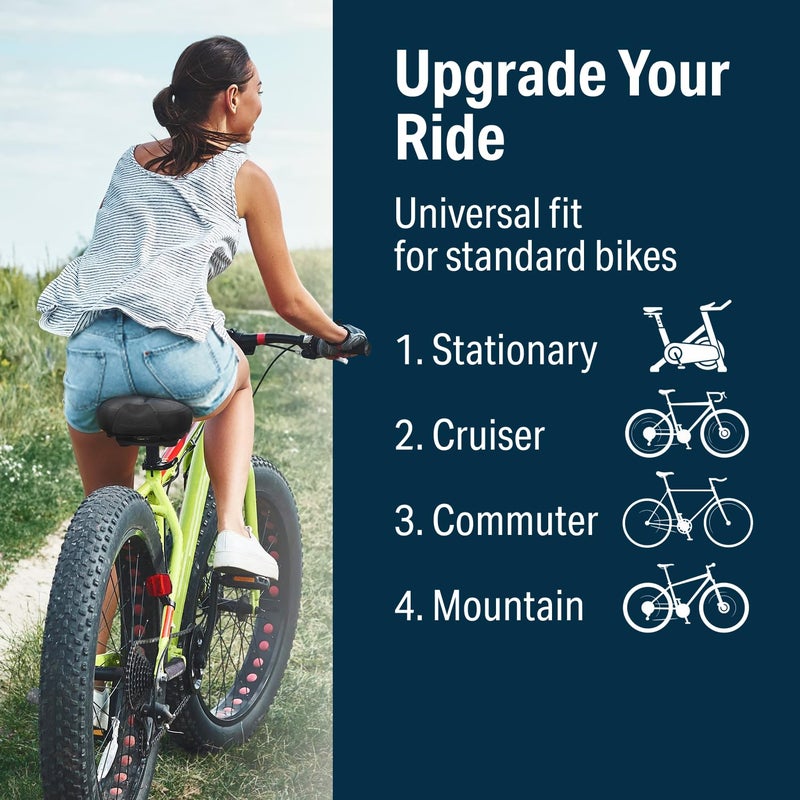 Bikeroo Oversized Bike Seat - Compatible with Peloton, Exercise or Road Bikes - Bicycle Saddle Replacement with Wide Cushion for Men & Womens Comfort - Image 3