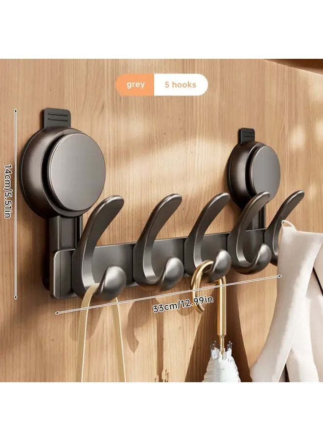 Large Bend Suction Cup With 5 Hooks Space Saving Towel Rack Heavy Duty Mounting For Home Storage - Image 4