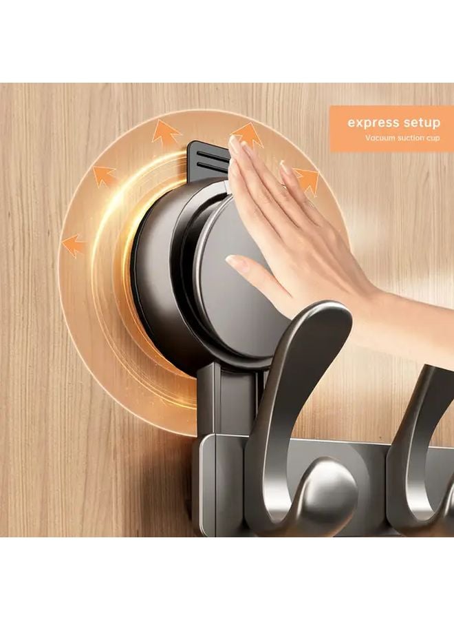 Large Bend Suction Cup With 5 Hooks Space Saving Towel Rack Heavy Duty Mounting For Home Storage - Image 3