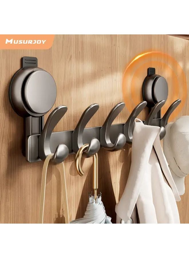 Large Bend Suction Cup With 5 Hooks Space Saving Towel Rack Heavy Duty Mounting For Home Storage - Image 2