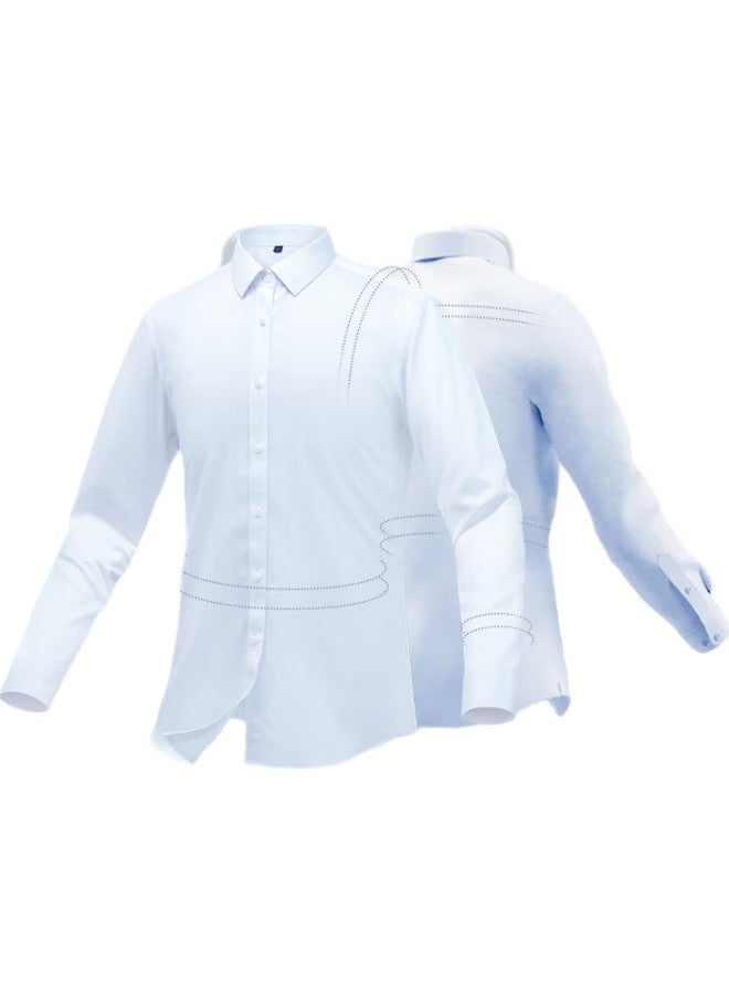 JD.com Jingzao Men'S Shirt, Solid Color, Business Formal Wear, 200-Count Long-Staple Cotton, Men'S Outerwear, Long-Sleeve Shirt, Blue, Size 42 - Image 3