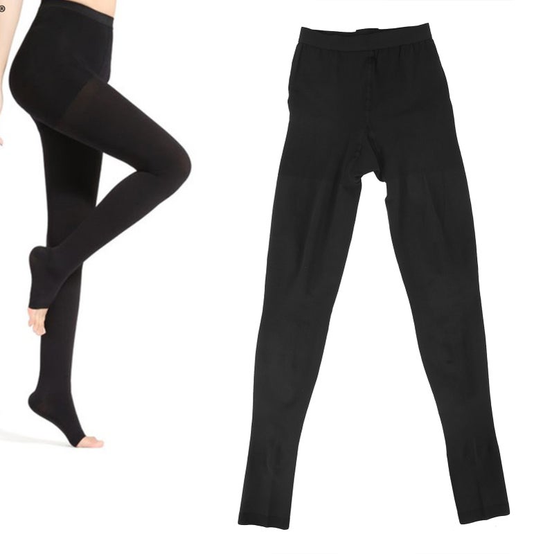 Compression Stockings High Elastic Women Varicose Veins Pantyhose Open Toe Black2XL - Image 1