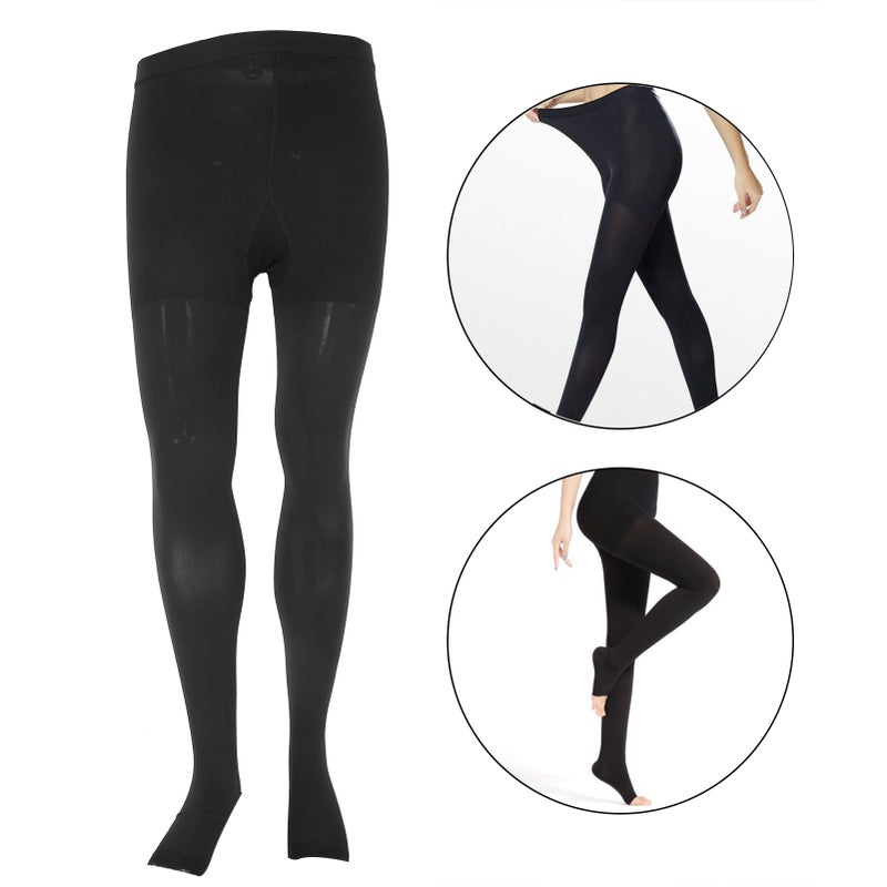 Compression Stockings High Elastic Women Varicose Veins Pantyhose Open Toe Black2XL - Image 4