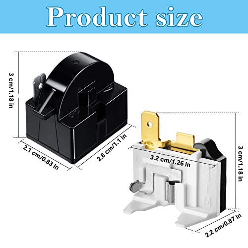 Mudder QP2-4.7 PTC Starter Relay 1 Pin Refrigerator Starter Relay and 6750C-0005P Overload Protector Compatible with LG Refrigerator Compressor, 2 Pieces in Total - Image 2