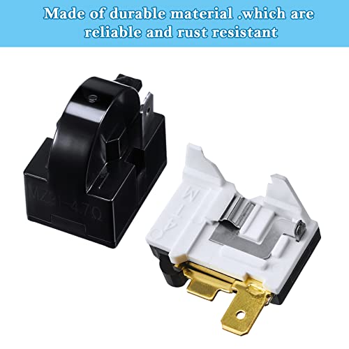 Mudder QP2-4.7 PTC Starter Relay 1 Pin Refrigerator Starter Relay and 6750C-0005P Overload Protector Compatible with LG Refrigerator Compressor, 2 Pieces in Total - Image 3