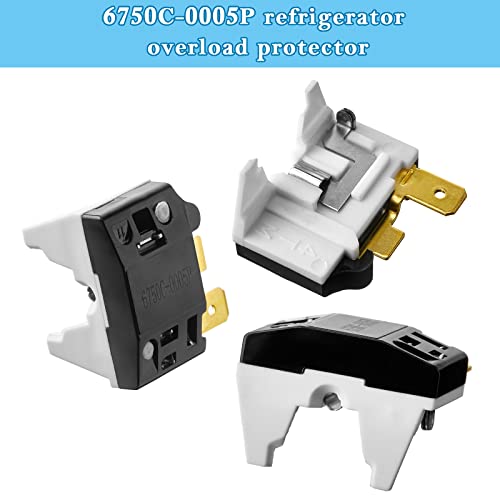 Mudder QP2-4.7 PTC Starter Relay 1 Pin Refrigerator Starter Relay and 6750C-0005P Overload Protector Compatible with LG Refrigerator Compressor, 2 Pieces in Total - Image 5