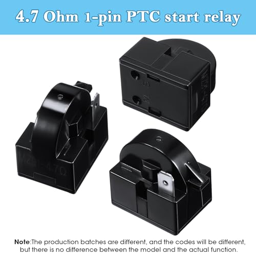 Mudder QP2-4.7 PTC Starter Relay 1 Pin Refrigerator Starter Relay and 6750C-0005P Overload Protector Compatible with LG Refrigerator Compressor, 2 Pieces in Total - Image 4