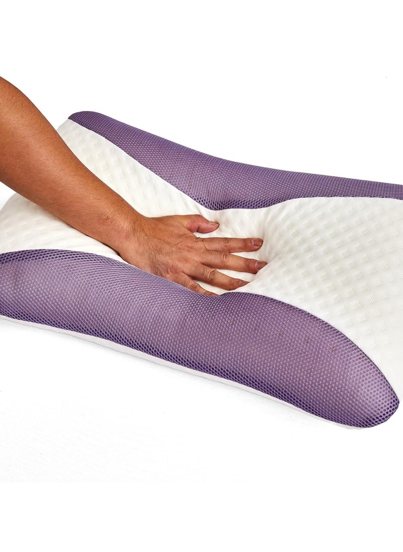 MAXQON Set Of 2-Lavender Infused Memory Foam Pillow With Removable Cover - Hypoallergenic & Breathabler - 60x40x12cm  - Image 3