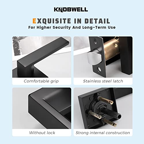 KNOBWELL 3 Pack Black Interior Door Handles Heavy Duty Door Levers Passage Door Handle Set Durable Door Hardware, Left or Right Handing, Door Handle Set 2.07 lb One Lever - Image 4