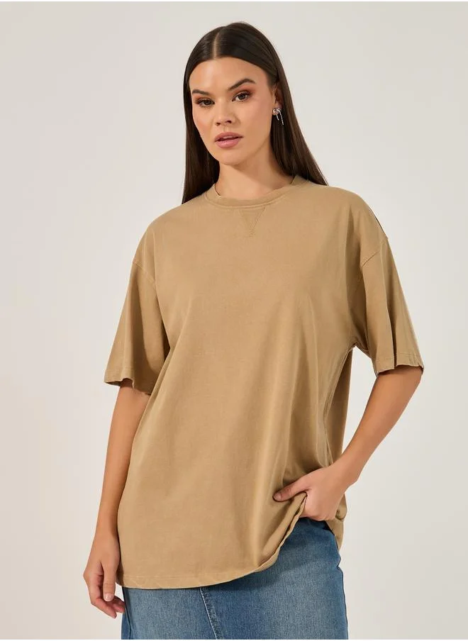 Styli Styli Solid Oversized Round Neck T-Shirt