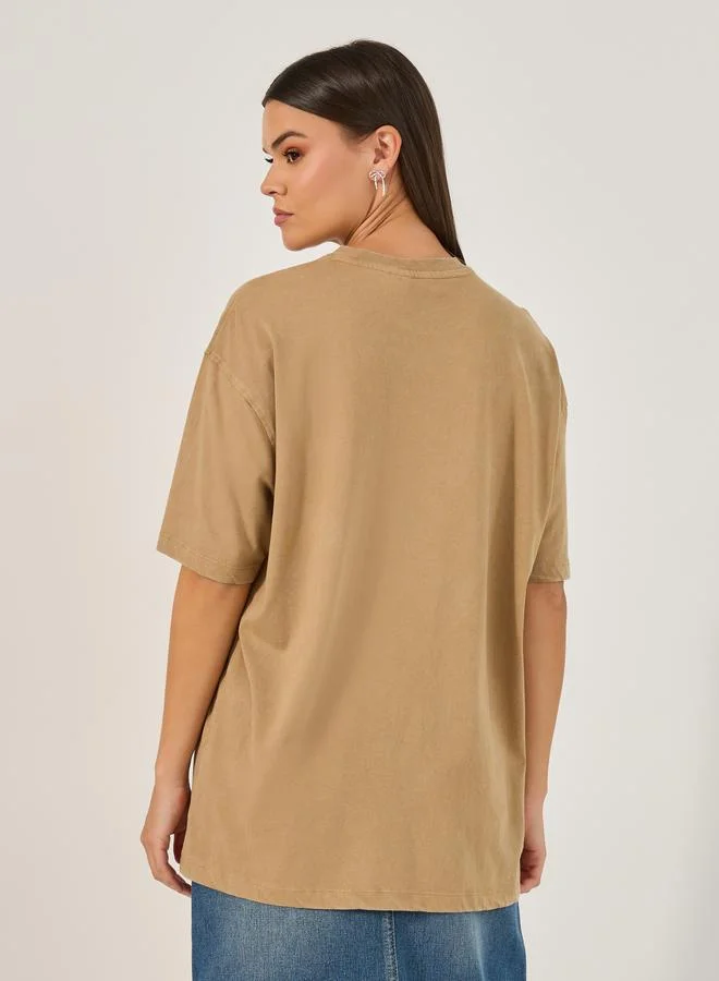 Styli Styli Solid Oversized Round Neck T-Shirt