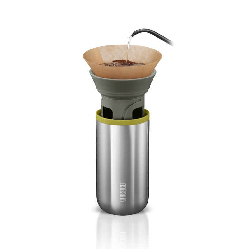WACACO Cuppamoka PourOver Coffee Maker Portable Drip Coffee Maker with 10 Cone Paper Filters Manually Operated Stainless Steel Coffee Brewer 10 fl oz