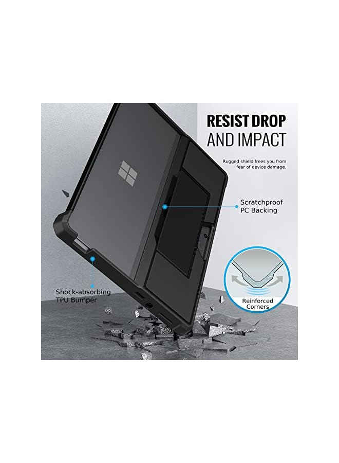 MoKo Case Fits Microsoft Surface Pro 8 13" Touchscreen 2021 Release Tablet - All-In-One Protective Rugged Cover Case With Hand Strap & Compatible With Type Cover Keyboard, Black - Image 3