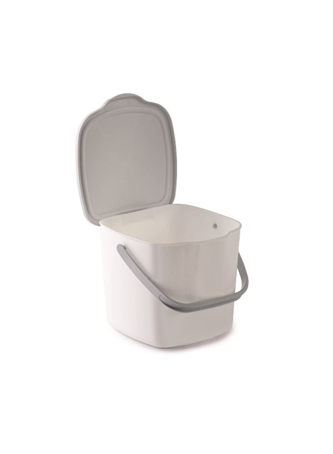 Snips Hanging Kitchen Compost Bin with Handle Off-White and Grey 3 Liter 010079 - Image 1