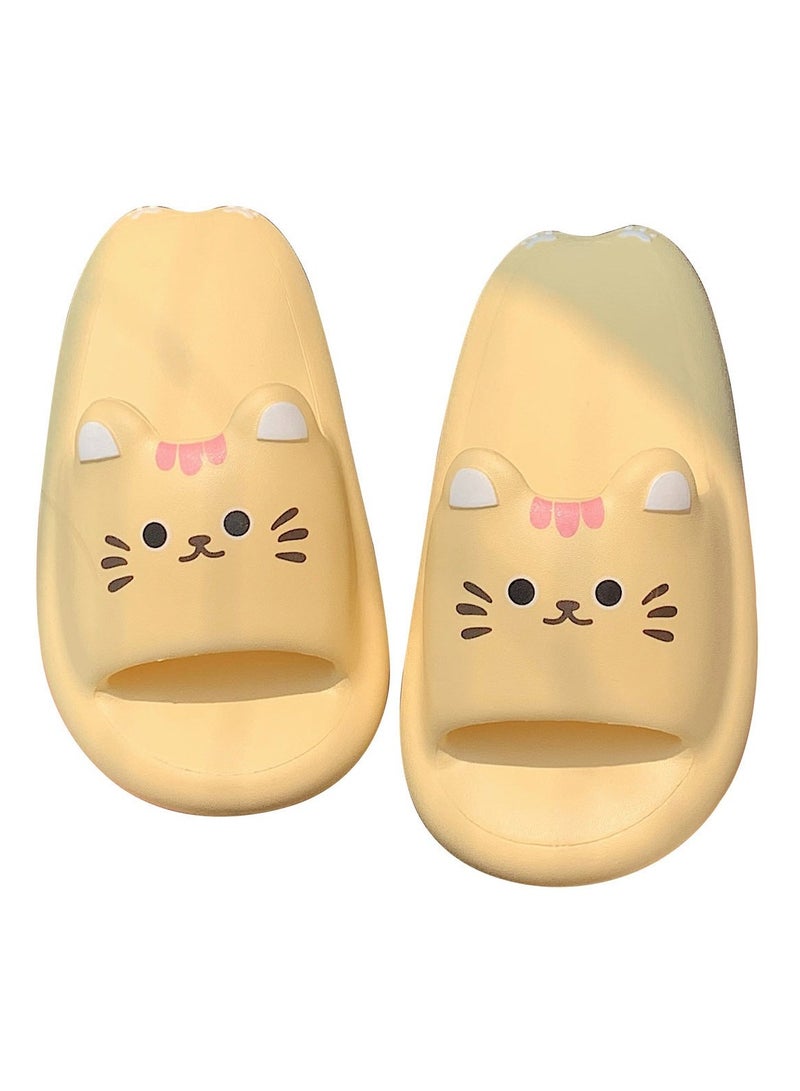 Style EVA casual home slippers Women's summer bath soft bottom cute little cat girl heart slippers - Image 1