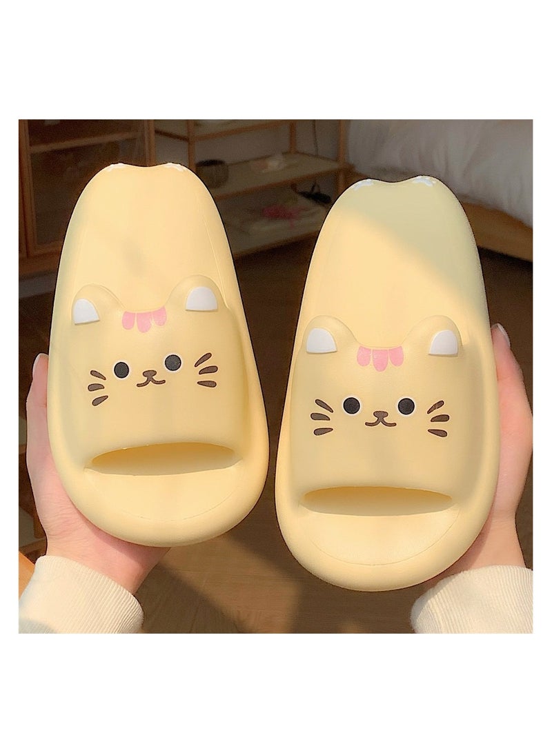 Style EVA casual home slippers Women's summer bath soft bottom cute little cat girl heart slippers - Image 3