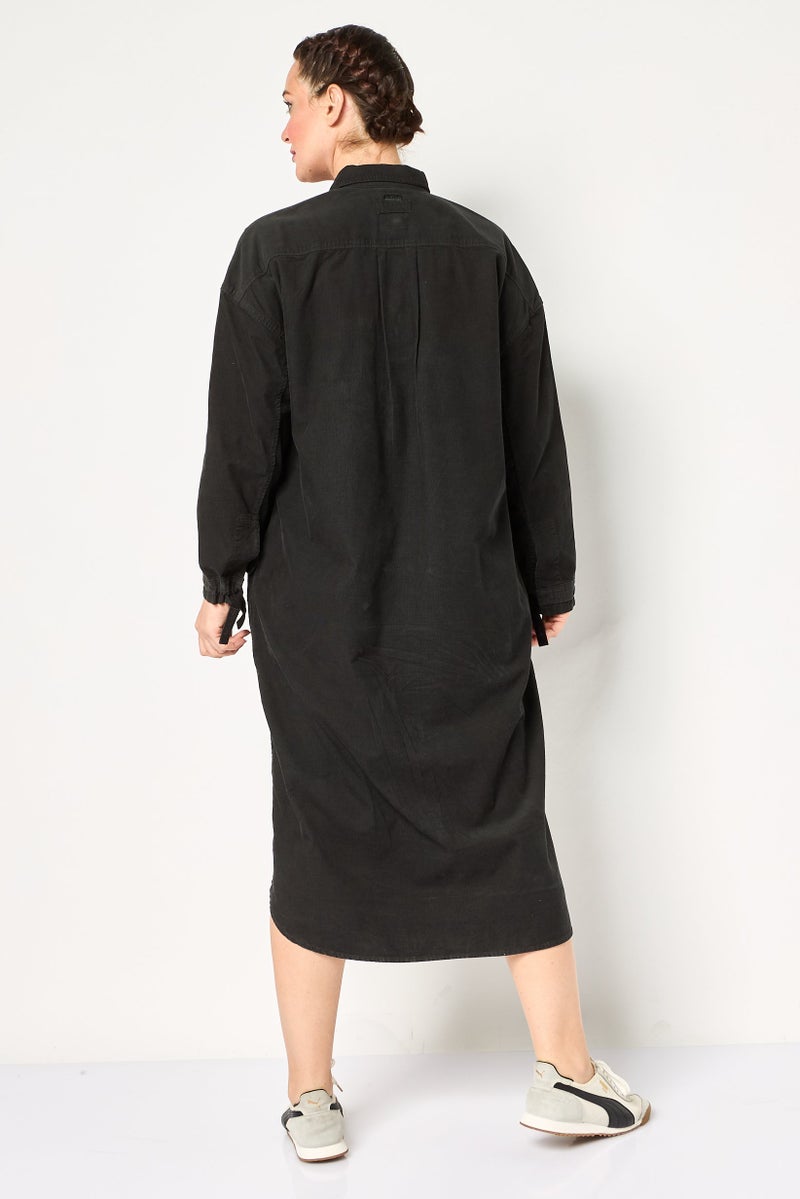 G-Star RAW Women Regular Fit Ribbed Long Sleeves Dress Shirt, Black - Image 2