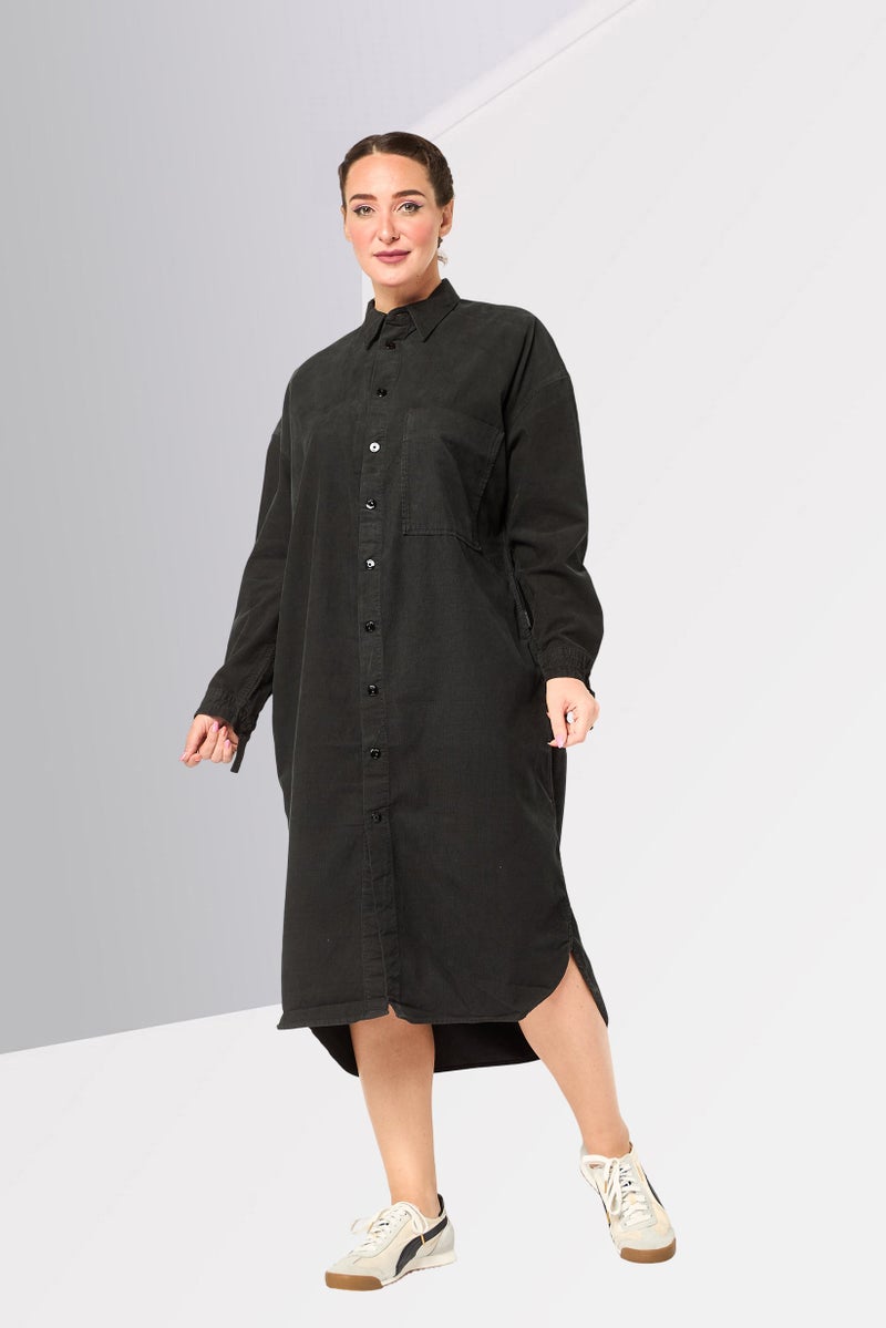 G-Star RAW Women Regular Fit Ribbed Long Sleeves Dress Shirt, Black - Image 4