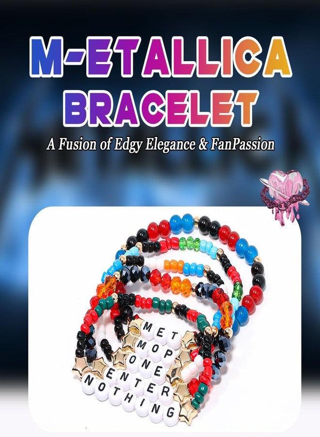 AICase for Metallica Merch Gifts Inspired Bracelets 5 Pcs Stackable Stretch Beaded Friendship Bracelets Concert Shirt Outfit Vinyl Poster Sticker Merchandise Gifts for Fans Women Birthday Christmas - Image 2