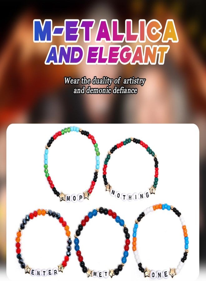 AICase for Metallica Merch Gifts Inspired Bracelets 5 Pcs Stackable Stretch Beaded Friendship Bracelets Concert Shirt Outfit Vinyl Poster Sticker Merchandise Gifts for Fans Women Birthday Christmas - Image 4