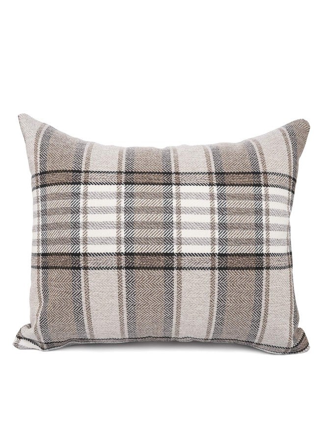 YOUR SMILE Retro Farmhouse Buffalo Tartan Chequer Stripe Plaid Cotton Linen Decorative Throw Pillow Case Cushion Cover Pillowcase for Sofa Outdoor Indoor (Brown, 12''x20'') - Image 1