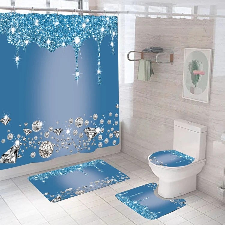 Y&D Chinese Manufacture Bath Mats Luxury Shower Curtain Set Printed Bathroom Rug Set - Image 1