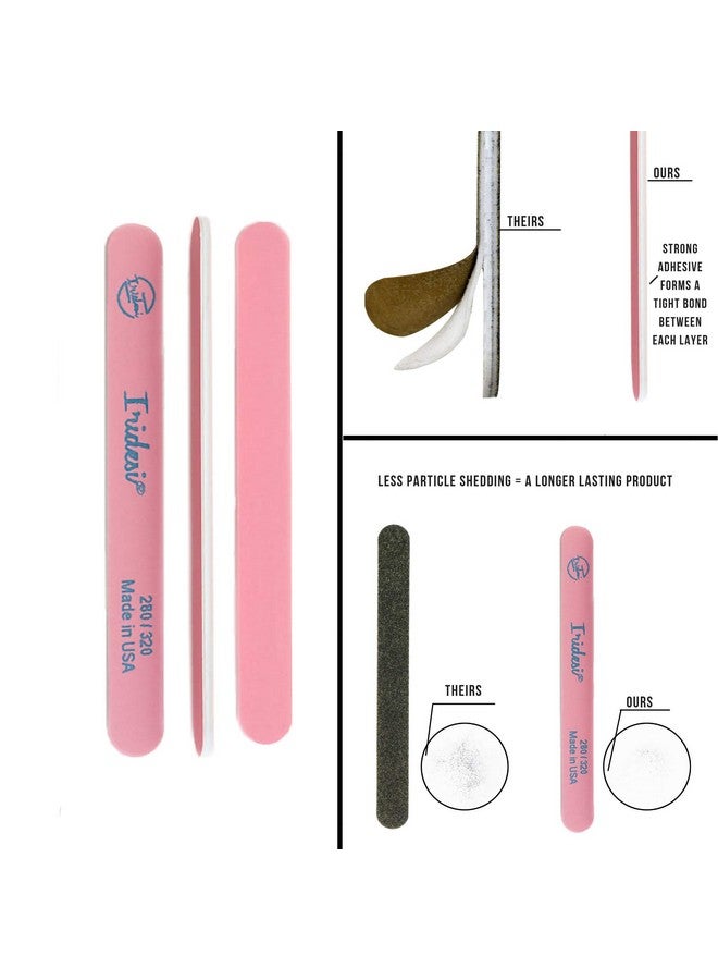 Iridesi Nail Files And Buffers Premium Pink Light Pink 280 320 Washable Emery Boards 7 Inches Long 12 Pack - Image 3