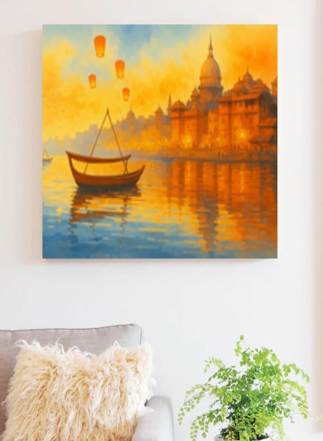 CRAFT MATE CRAFTMATE Framed DIY Paint by Numbers Canvas Art Kit | Sunset in Varanasi Design for Adults and Kids | Paint by Numbers Kit | 12 inch x 16 inch - Image 3
