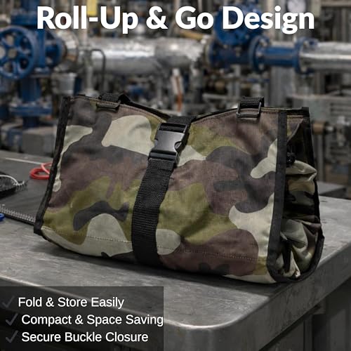 PAHAL Roll-Up Wrench Pouch Tool Bag, Heavy Duty Waterproof Nylon Tool Organizer for Mechanics, 5 Zipper Pockets, Portable Roll Up Tool Kit for Spanner, Wrench, Garage & Bike Repair - Image 5