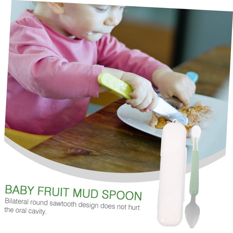 Baby Feeding Spoon Set with Mud Scraping Design Safe Storage Case - Image 4