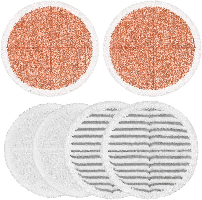 GFRED 6 Pack Mop Pads Replacement Compatible with Bissell Spinwave Mops 2124 2039 2037 2039A Series Steam Mop Pads for Bissell Spinwave Hard Floor Cleaning Kits 2 Soft Pads, 2 Scrubby and 2 Heavy Scrub Pads - Image 1