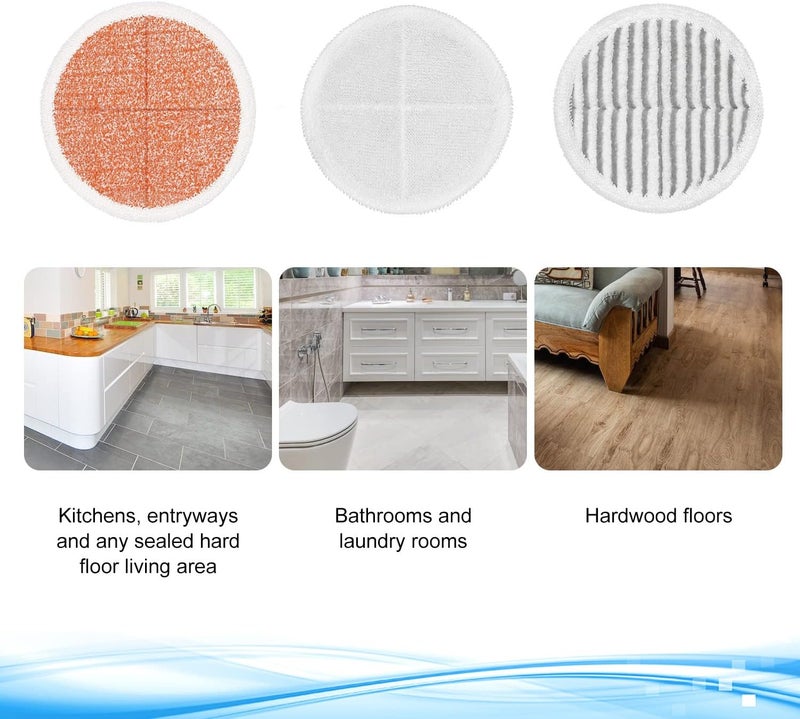 GFRED 6 Pack Mop Pads Replacement Compatible with Bissell Spinwave Mops 2124 2039 2037 2039A Series Steam Mop Pads for Bissell Spinwave Hard Floor Cleaning Kits 2 Soft Pads, 2 Scrubby and 2 Heavy Scrub Pads - Image 3