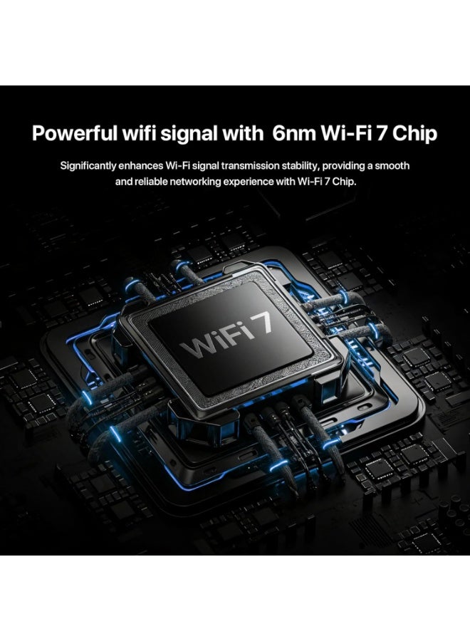 Tenda RE6L/TE6L Pro Wi-Fi 7 Router (BE5100 Dual-Band 4323Mbit/s 5GHz, 688Mbit/s 2.4GHz) Vertical Antennas, Wi-Fi+, 1x2.5Gbps + 3xGigabit WAN/LAN Ports, MLO, 4K-QAM, NFC, VPN, WPA3, VR/AR Gaming/8K BE5100 Wi-Fi 7 Router - Image 4