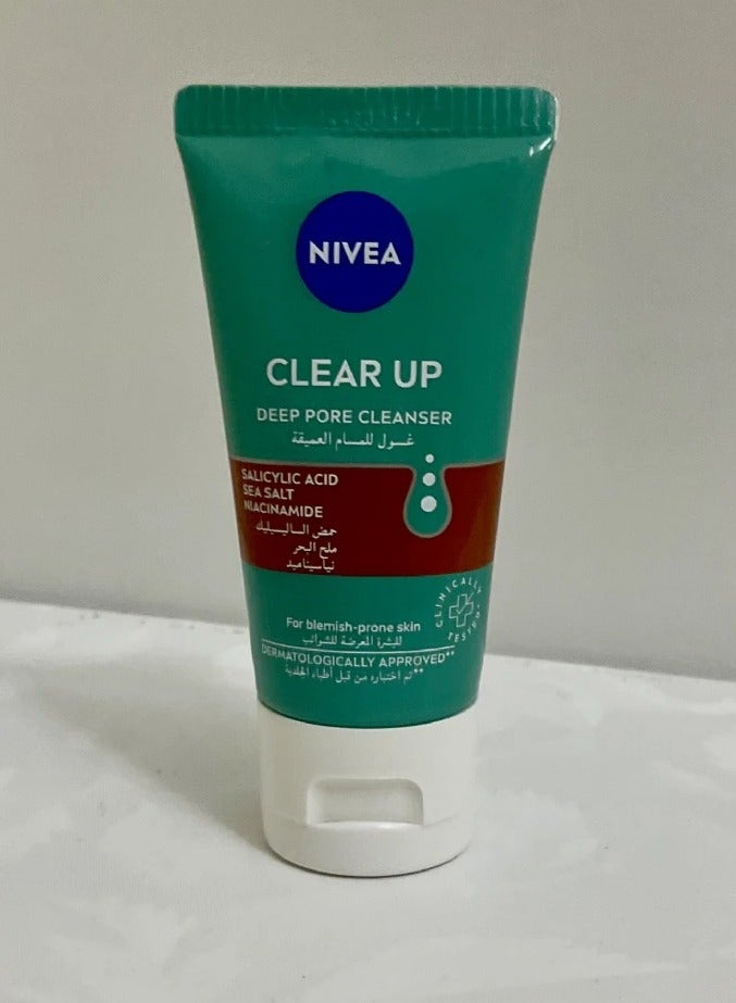 Nivea Face Wash Deep Pore Cleanser Clear Up Anti-Acne Sea Salt Salicylic & Hyaluronic Acid 150ml - Image 1