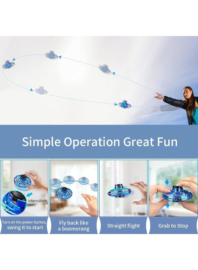 ARGT Flying Spinner Toy, Mini Boomerang Drone Fidget Spinner, Hand-Controlled UFO Magic Ball with RGB Lights, Flying Toys for Kids Boys Girls Teens 8+ Year Old, Indoor Outdoor Cool Gadgets (Black) - Image 2