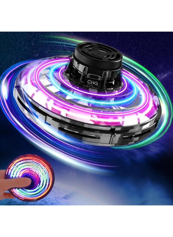 ARGT Flying Spinner Toy, Mini Boomerang Drone Fidget Spinner, Hand-Controlled UFO Magic Ball with RGB Lights, Flying Toys for Kids Boys Girls Teens 8+ Year Old, Indoor Outdoor Cool Gadgets (Black) - Image 1