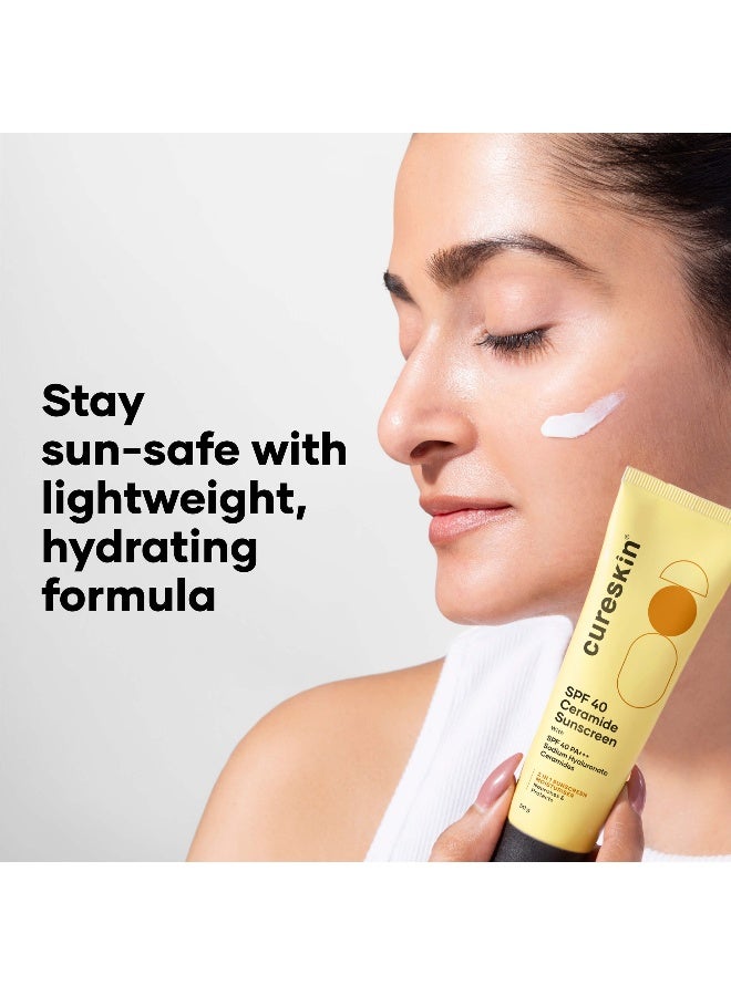 Cureskin SPF 40 Ceramide Sunscreen with Hyaluronic Acid & Ceramides | 2-in-1 Sunscreen Moisturiser, Broad Spectrum, SPF 40 & PA+++, 50 g (Pack of 1) - Image 2