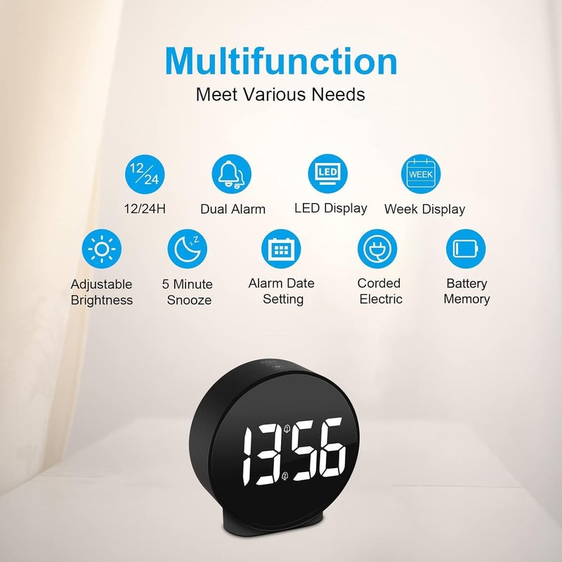 waqif Digital Calendar Alarm Day Clock Silent Digital Alarm Clock with Vibrating Function Digital Table Car Dashboard Desk Electronic Clock Display Digital Clock Dashboard Clock Table Clock BLACK - Image 5