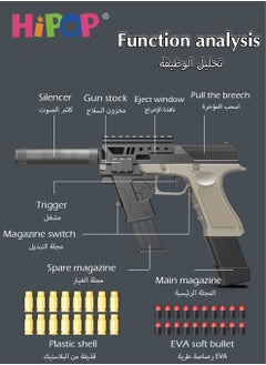 HIPOP Glock Children's Toy Gun,Shell Ejecting Soft Bullet Gun Toy,With Rich Tactical Accessories,Pistol Toy for Kids  - Image 3