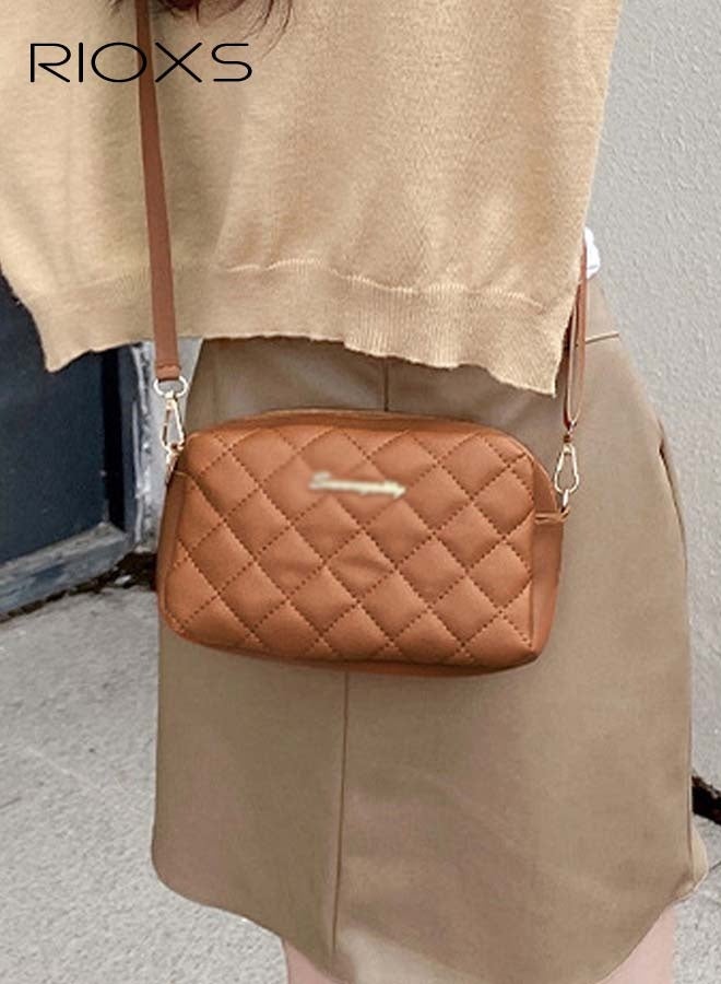 RIOXS Women Quilted Crossbody Bag, Small Trendy Design Crossbody Bags for Women, Purses Fashion Leather Lightweight Handbags, Ladies Shoulder Bag, Fashion Top-handle Women's Bags, Crossbody Purses for Women  - Image 2