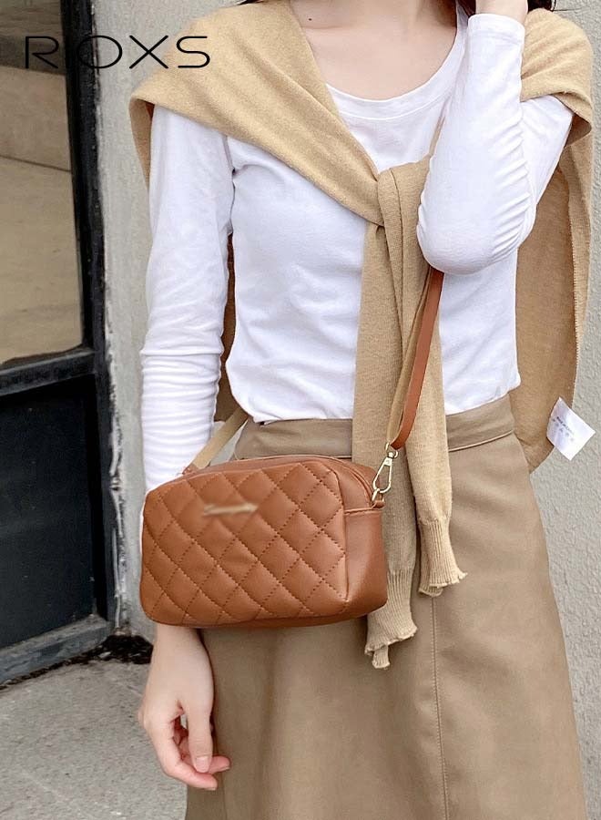 RIOXS Women Quilted Crossbody Bag, Small Trendy Design Crossbody Bags for Women, Purses Fashion Leather Lightweight Handbags, Ladies Shoulder Bag, Fashion Top-handle Women's Bags, Crossbody Purses for Women  - Image 3