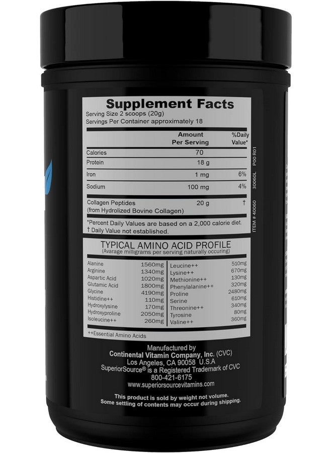 Superior Source Superior Source Collagen Peptides Hydrolyzed Collagen - from Grass-Fed Cows - Supports Healthy Hair, Skin, Nails, Ligaments & Tendons - Gluten-Free & Dairy-Free - Unflavored, 12.7 oz  - Image 2