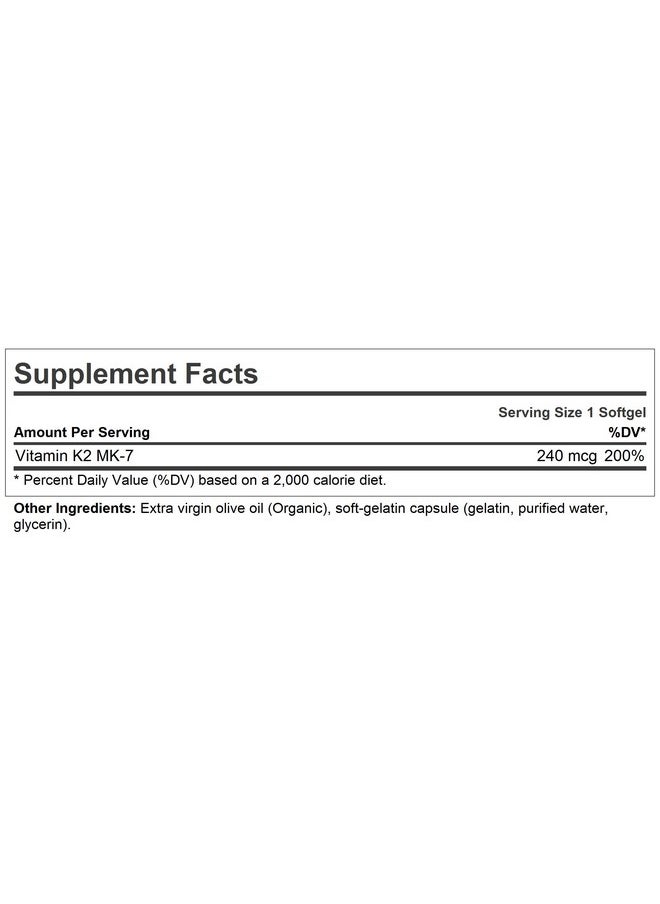 Andrew Lessman - Vitamin K2 Mk7 240 Mcg 30 Softgels Essential For Healthy Calcium Utilization Promotes Optimum Skeletal Heart And Arterial Health. No Additives. Small Easy To Swallow Softgels - Image 1