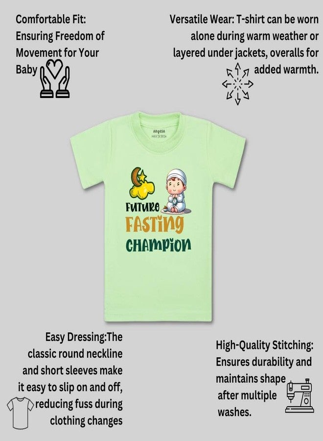 ARVESA Fasting Champion TS-1567 Eid Baby Tshirt for Kids Boys & Girls Half Sleeves Round Neck Clothes Tshirt for Kids Boys 1 Months to 6 Years Dress - Image 3