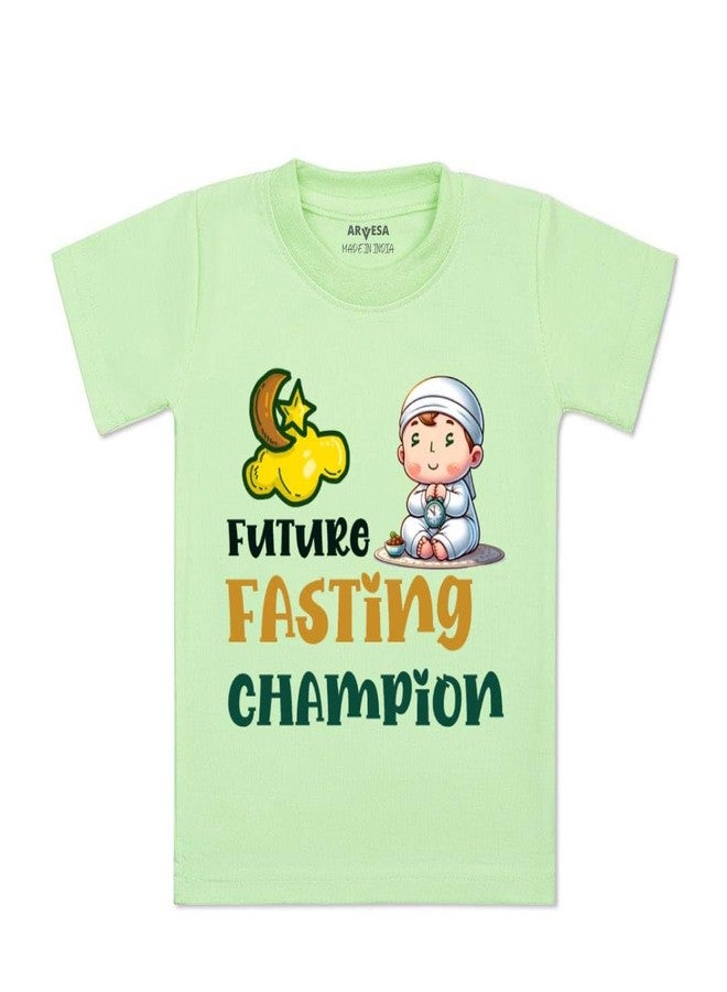 ARVESA Fasting Champion TS-1567 Eid Baby Tshirt for Kids Boys & Girls Half Sleeves Round Neck Clothes Tshirt for Kids Boys 1 Months to 6 Years Dress - Image 1